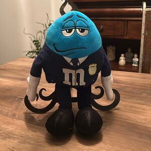 ✨M&M'S WORLD BLUE CHARACTER AS POLICEMAN SOFT STUFFED PLUSH 13 inches